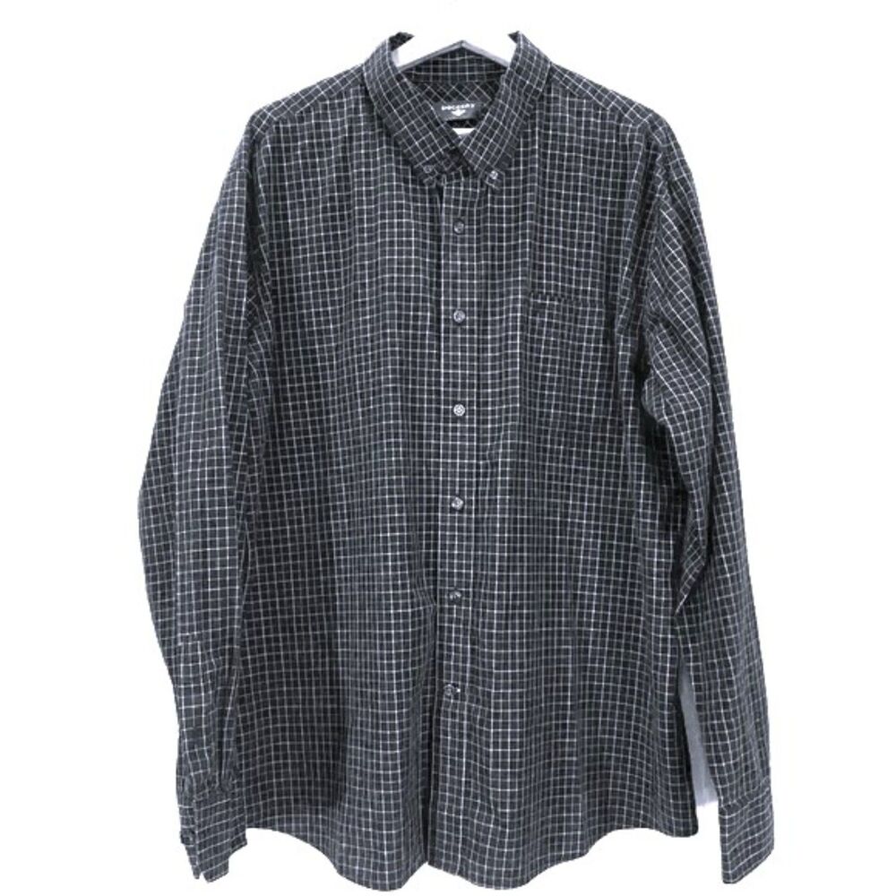 Dockers Checkered Black & White Button Up Dress Shirt Mens Size XXL